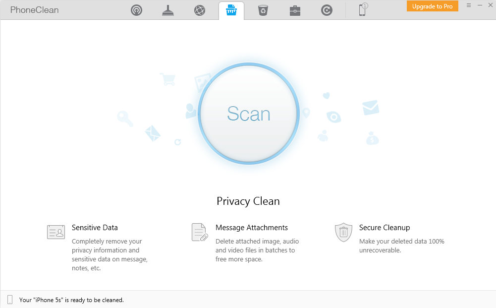 PhoneClean, Access Restriction Software Screenshot