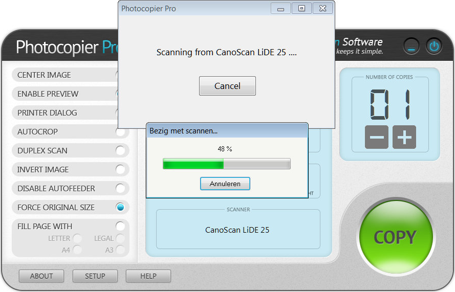 Photocopier Pro, Printing Software Screenshot