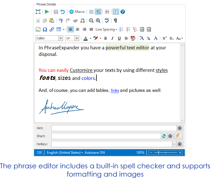 PhraseExpander, Productivity Software Screenshot