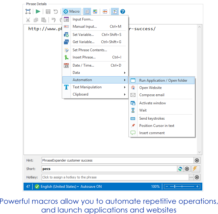 Productivity Software, PhraseExpander Screenshot