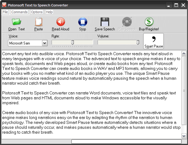Pistonsoft Text to Speech Converter Screenshot
