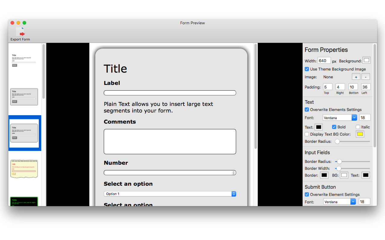 HTML Form Software Screenshot