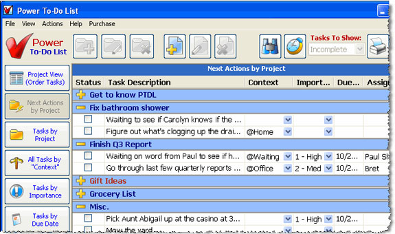 Power To-Do List, To-Do List Software Screenshot
