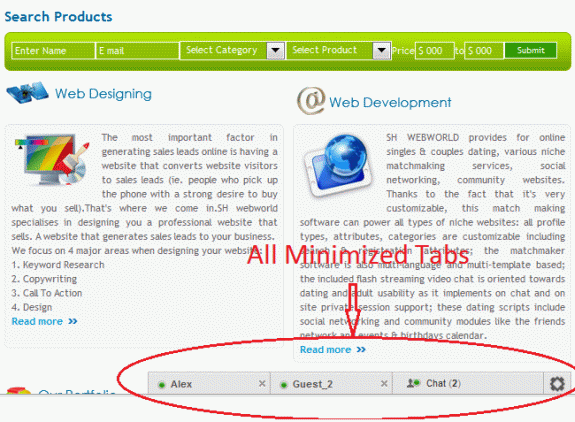Development Software, Presence Bar Screenshot