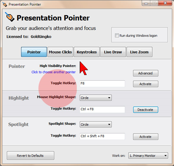 Presentation Pointer Screenshot