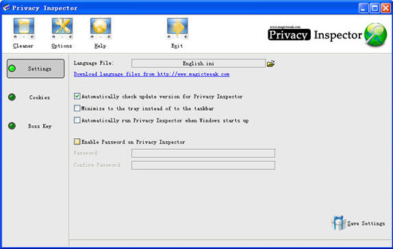 Privacy Inspector, Security Software Screenshot