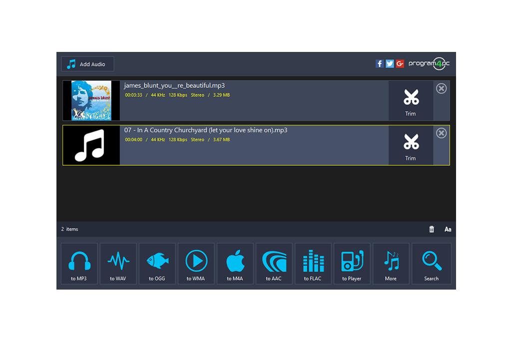 Audio Software, Program4Pc Audio Converter Pro Screenshot