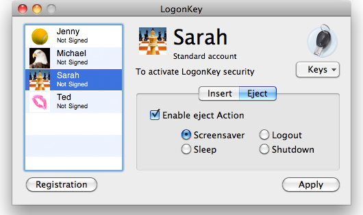 ProteMac LogonKey, Password Manager Software Screenshot