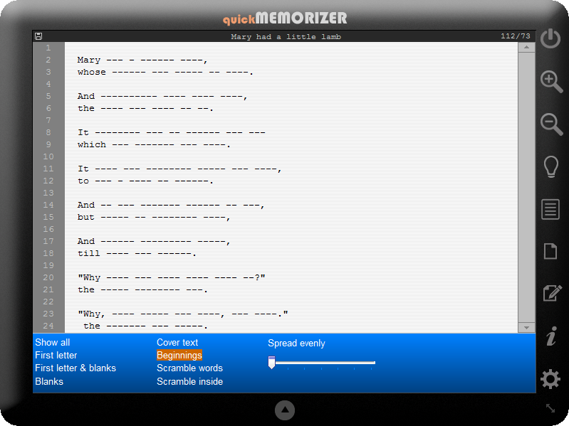 quick Memorizer, Educational Software Screenshot