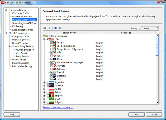 Rank Tracker Professional, Development Software Screenshot