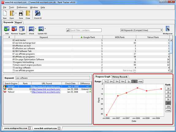 Rank Tracker Professional, Development Software, SEO / Keyword Software Screenshot