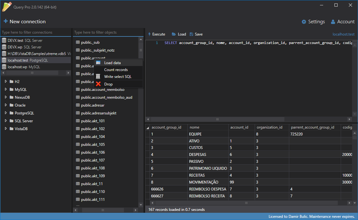 Database Management Software, Query Pro Screenshot