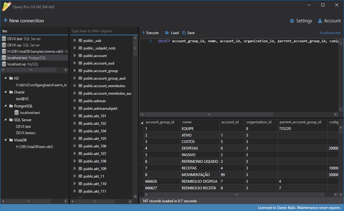 Query Pro, Database Management Software Screenshot