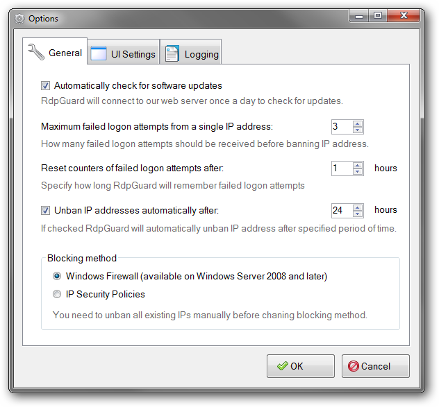 RdpGuard, Access Restriction Software Screenshot