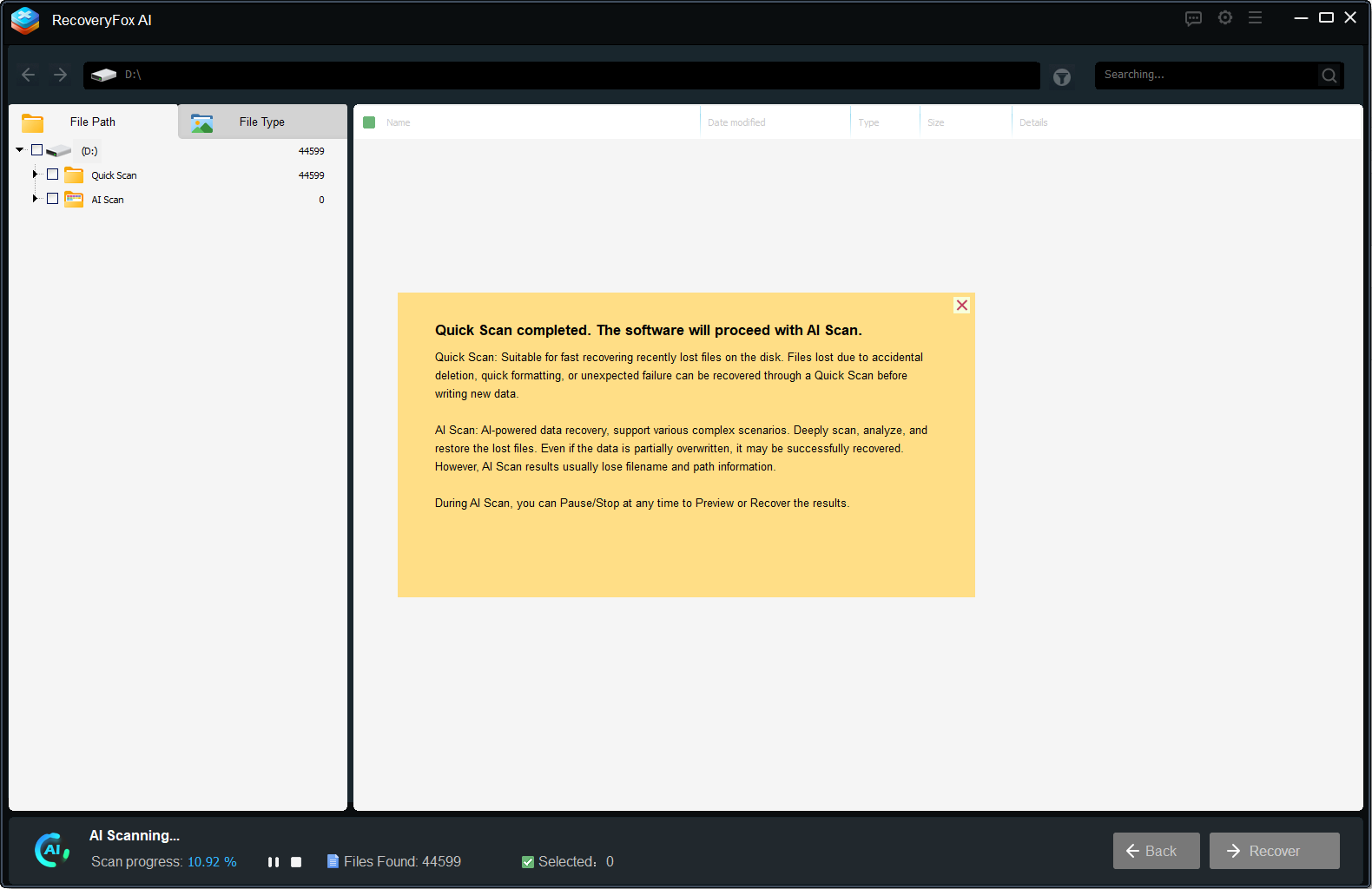 RecoveryFox AI Screenshot