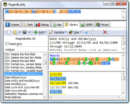 Development Software, RegexBuddy Screenshot