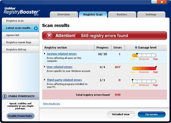 RegistryBooster 2010 Screenshot
