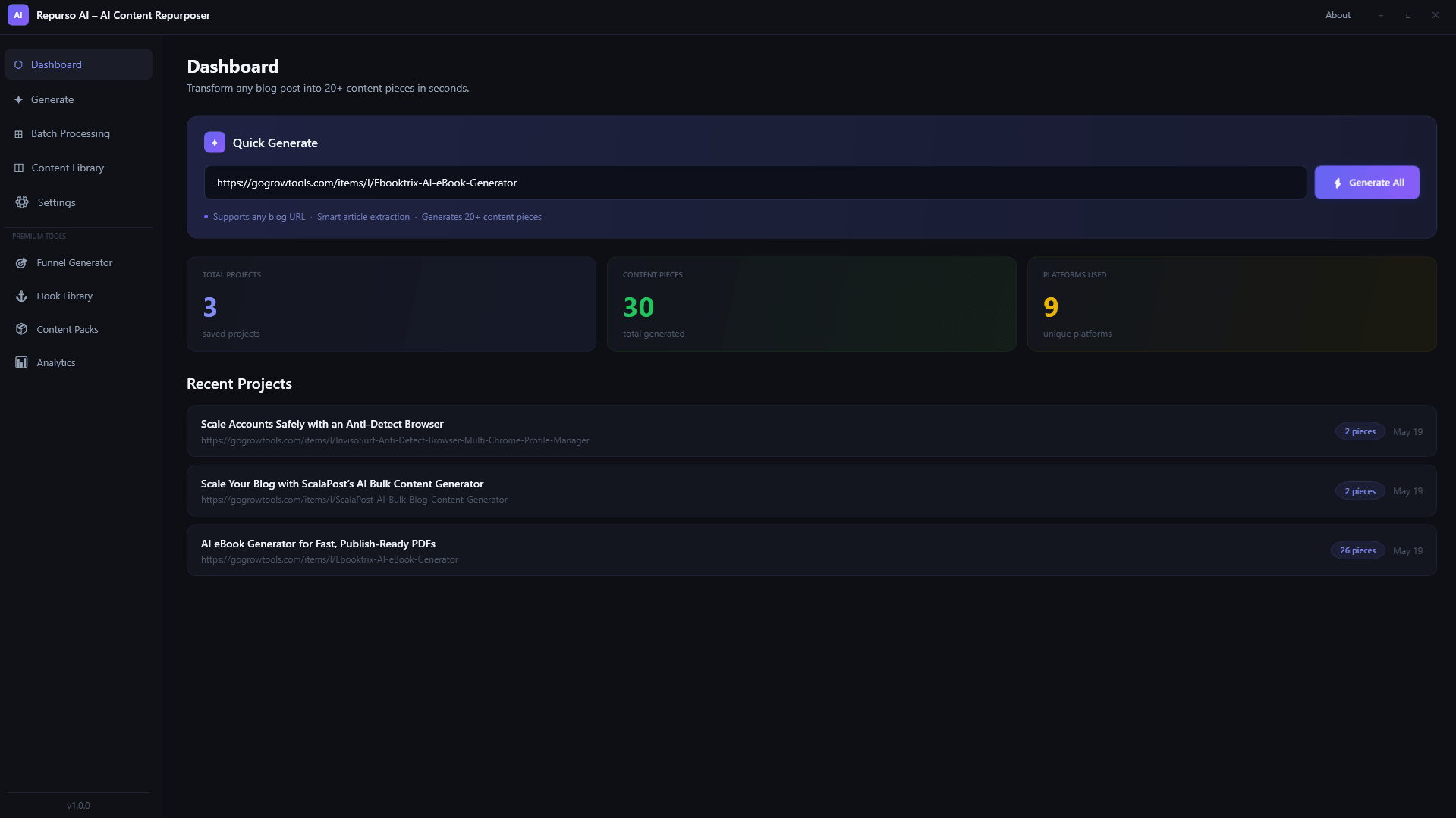 Repurso AI – AI Content Repurposer Screenshot
