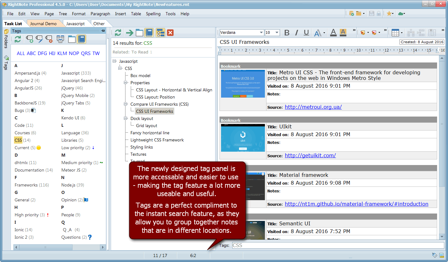 RightNote, Notes Software Screenshot