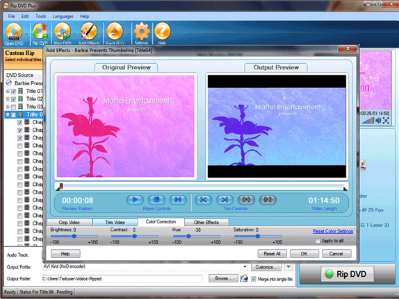 Rip DVD Plus, Video Software Screenshot