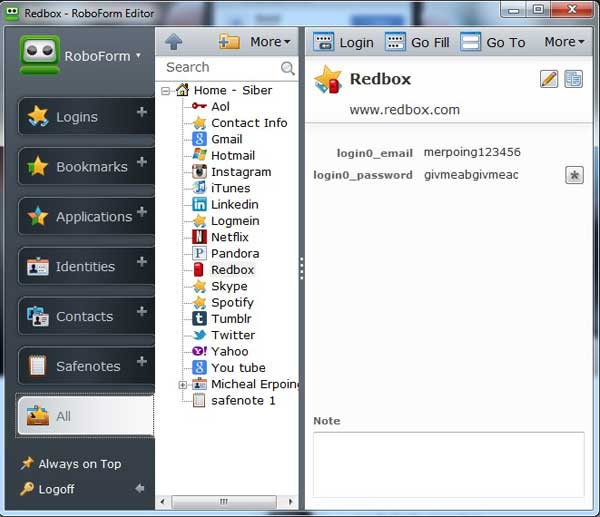 RoboForm Desktop, Access Restriction Software Screenshot