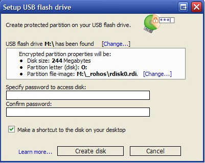 Rohos Disk, Hard Drive / USB Security Software Screenshot