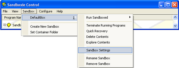 Sandboxie Personal, Hard Drive / USB Security Software Screenshot