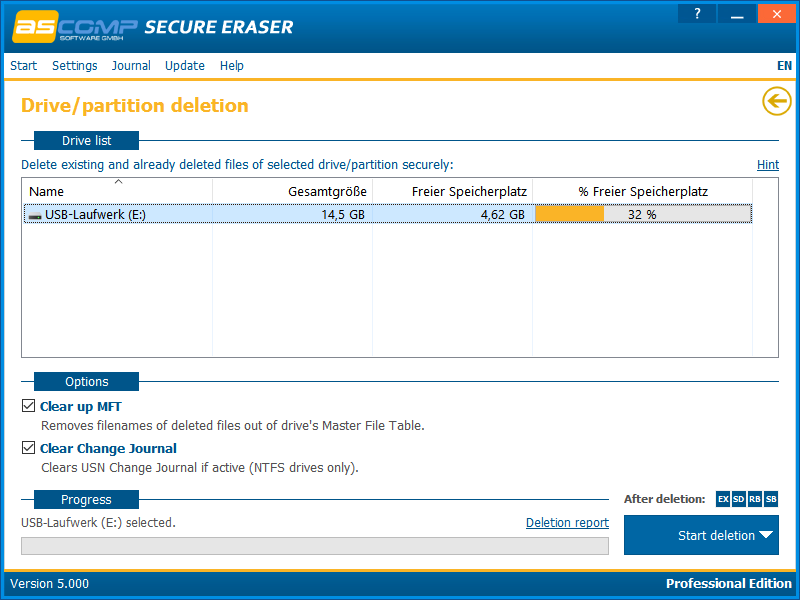 Secure Eraser, Deletion Software Screenshot