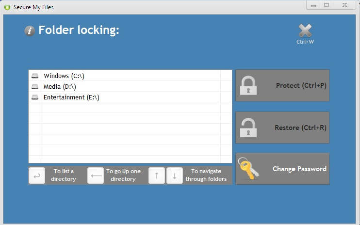 Secure My Files, Encryption Software Screenshot