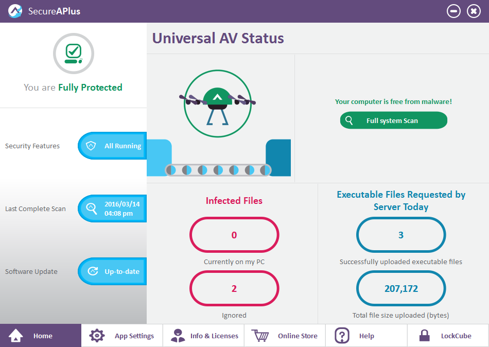 SecureAPlus, Antivirus Software Screenshot