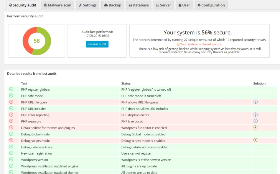 SecureMoz WordPress Security Plugin Screenshot