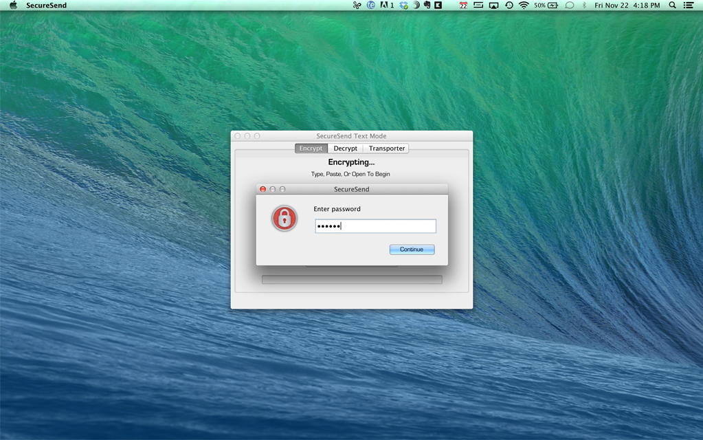 SecureSend, Encryption Software Screenshot
