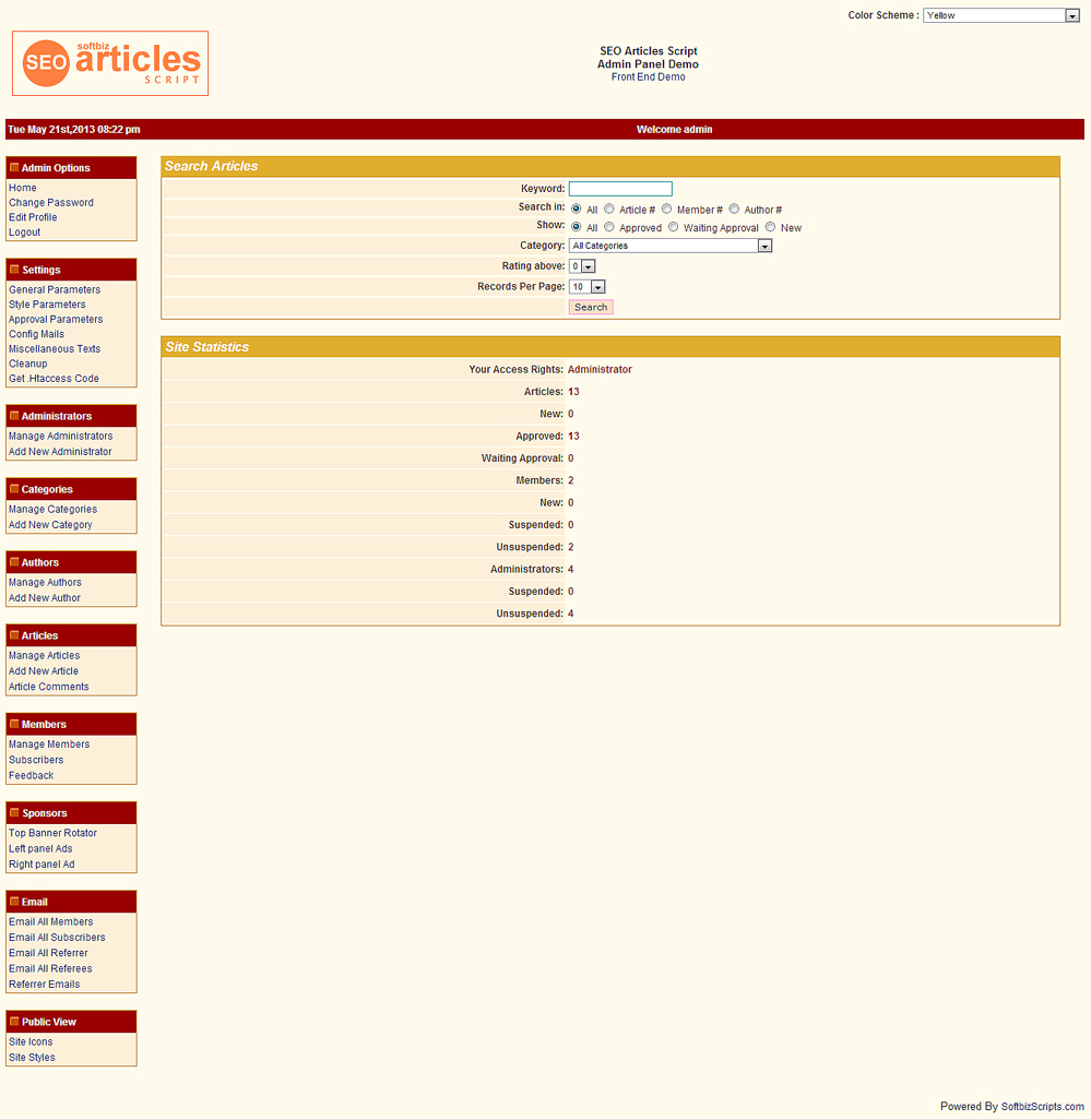 SEO Articles Script, Website Builder Software Screenshot