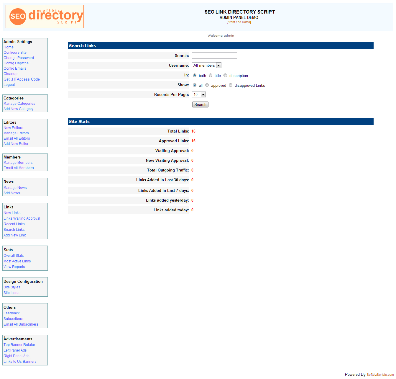 SEO Link Directory Script, Website Builder Software Screenshot