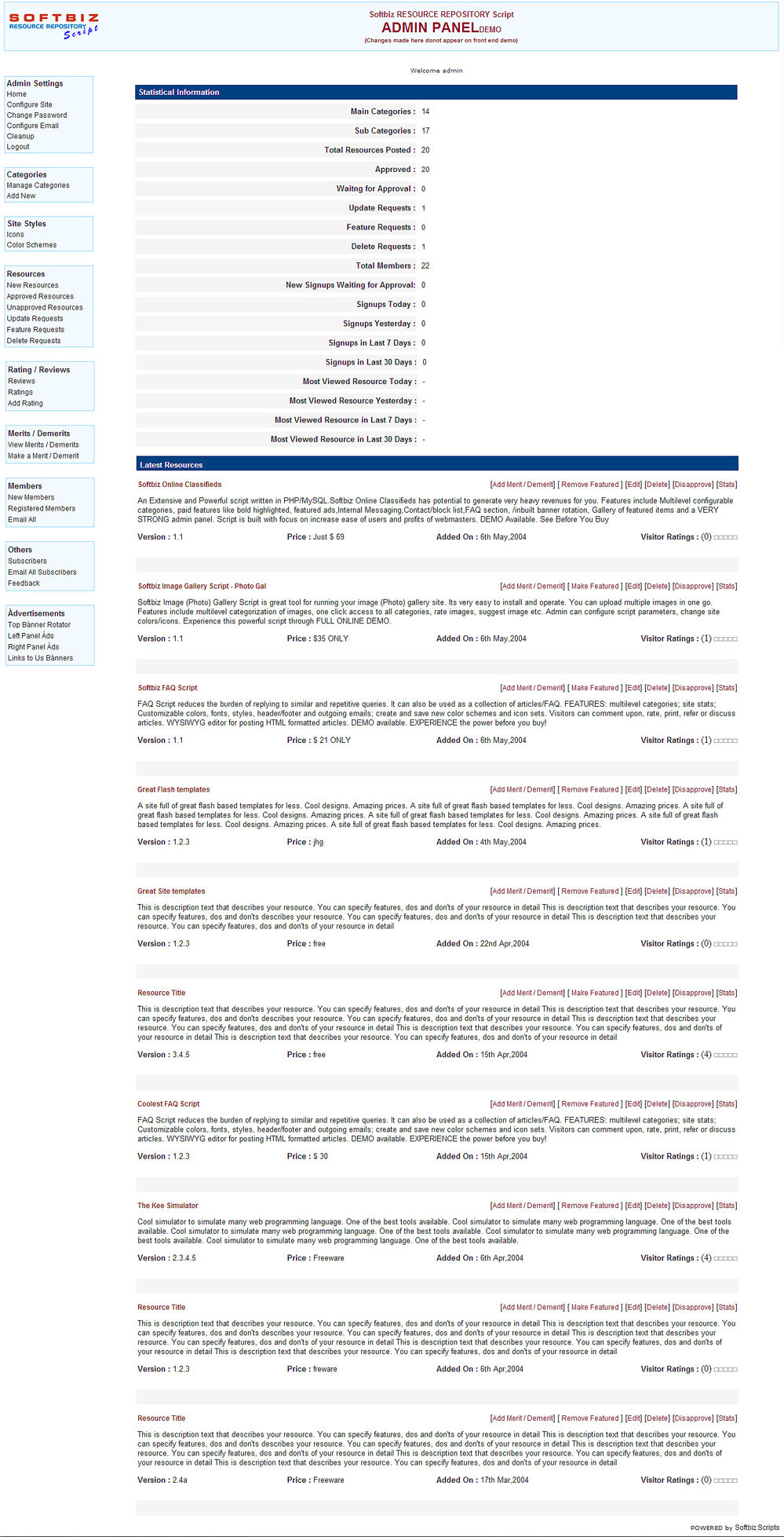 SEO Resource Directory Script, Website Builder Software Screenshot