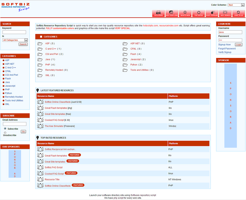 SEO Resource Directory Script Screenshot