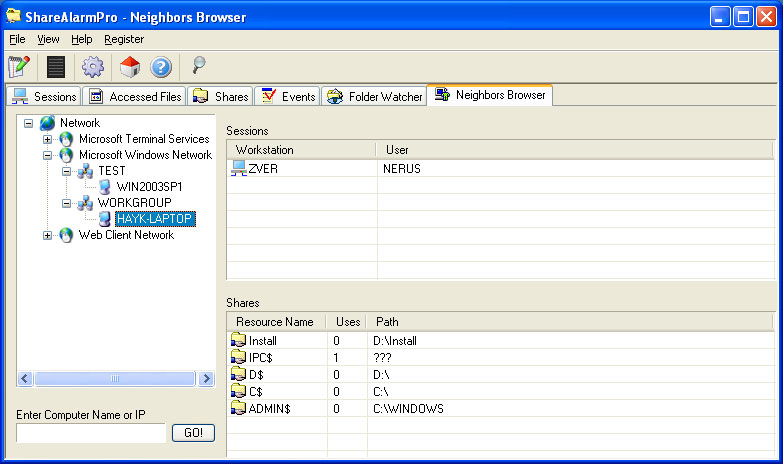 Security Software, ShareAlarmPro Screenshot