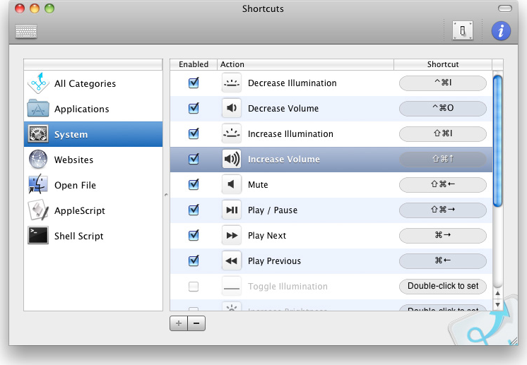 Shortcuts, Keyboard Software Screenshot