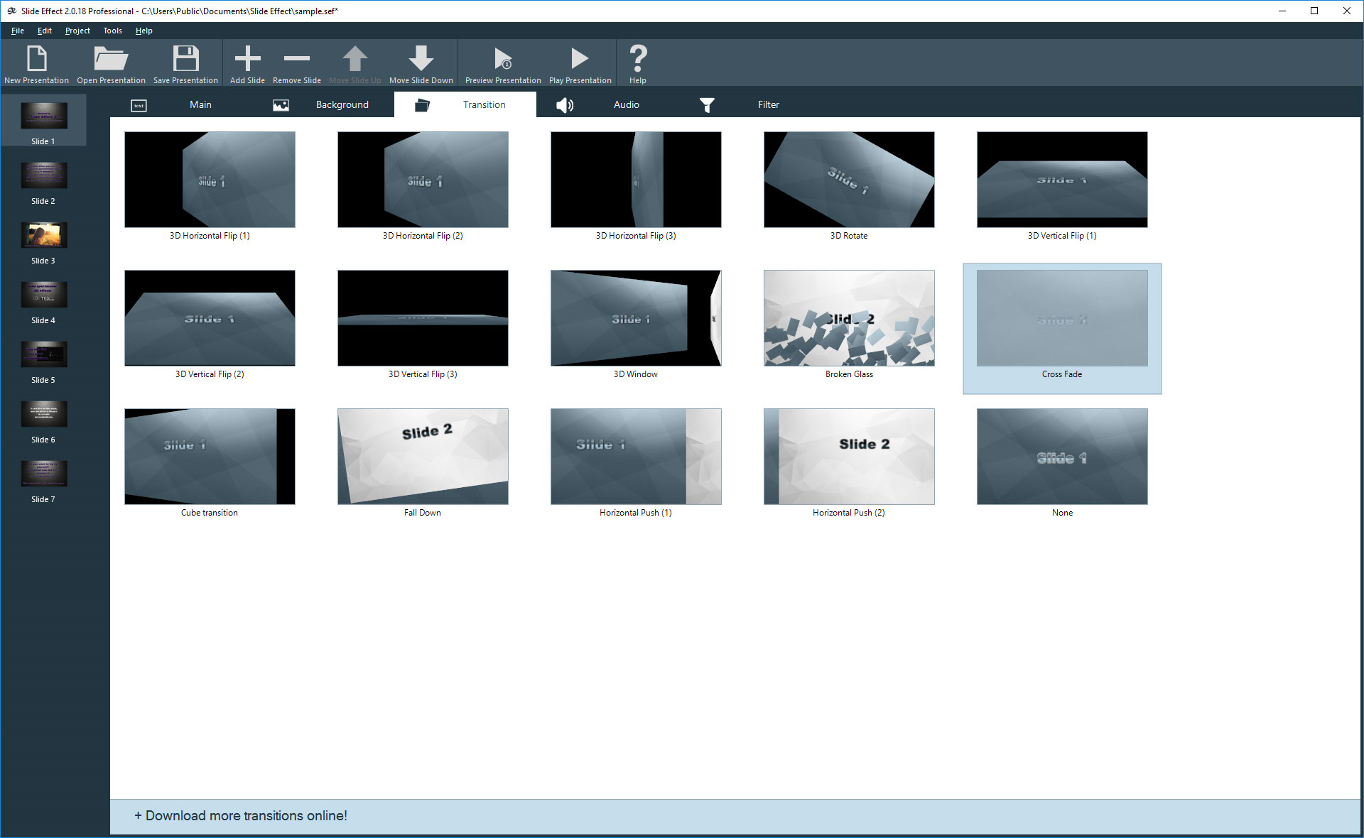 Slide Effect Standard, Design, Photo & Graphics Software, Slideshow Software Screenshot