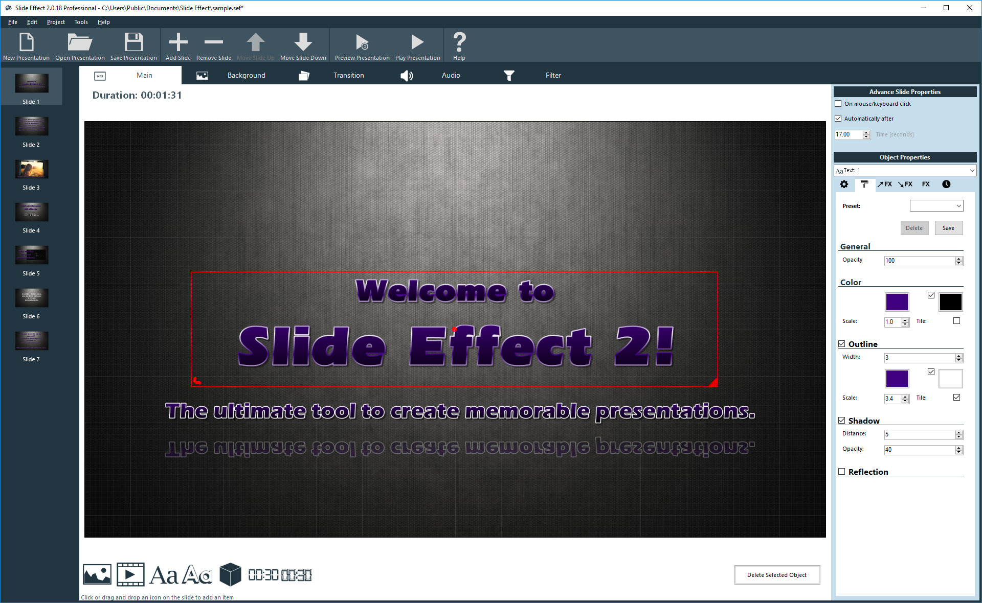 Slide Effect Professional Screenshot