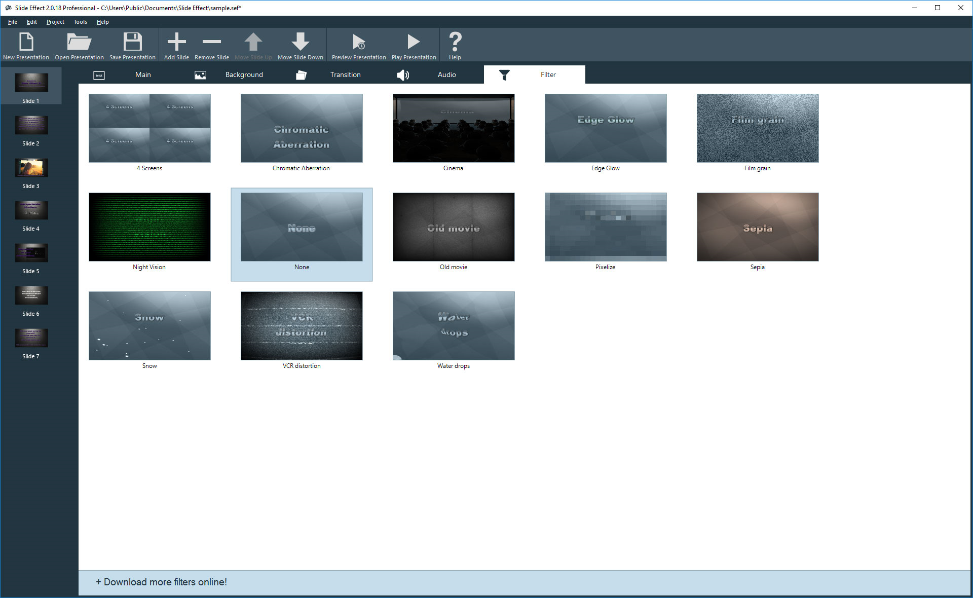 Design, Photo & Graphics Software, Slide Effect Standard Screenshot