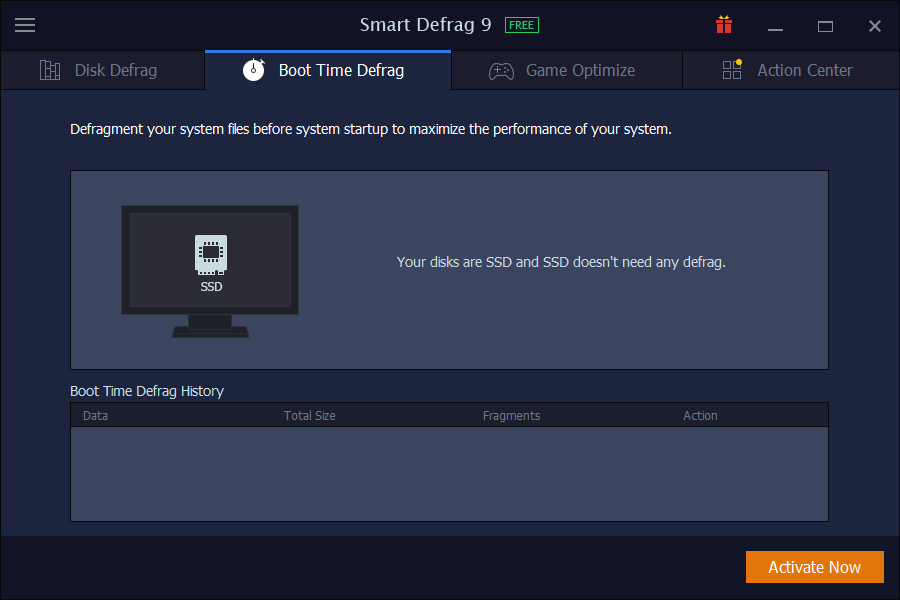 Smart Defrag, Software Utilities Screenshot