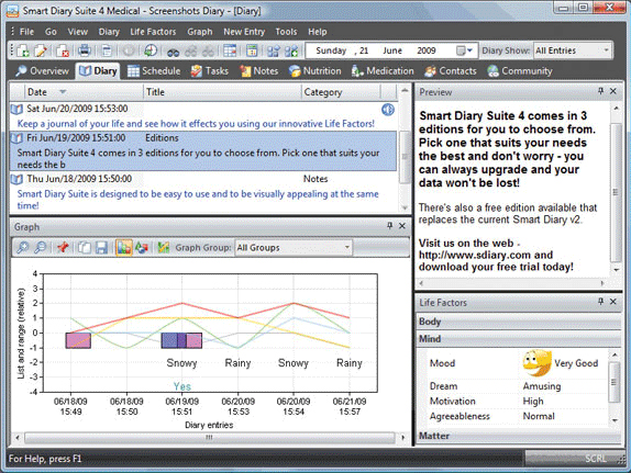 Smart Diary Suite 4 Medical, Other Utilities Software Screenshot