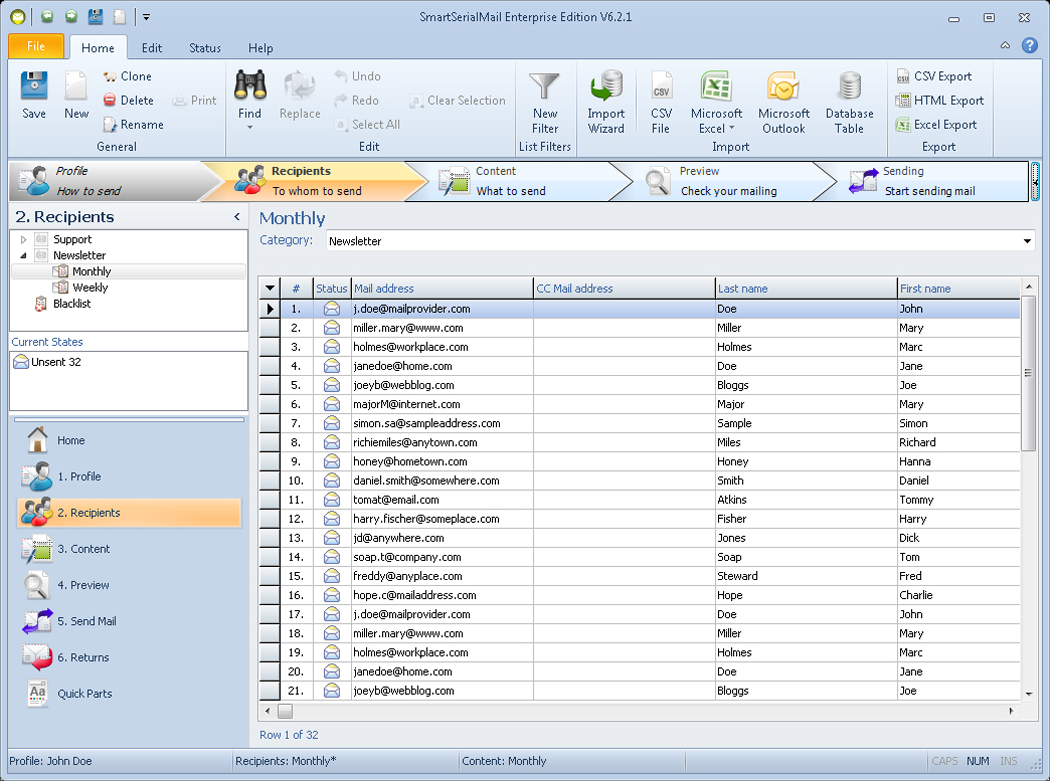 SmartSerialMail, Internet Software Screenshot