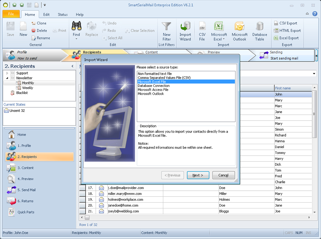 SmartSerialMail, Bulk Mailer Software Screenshot
