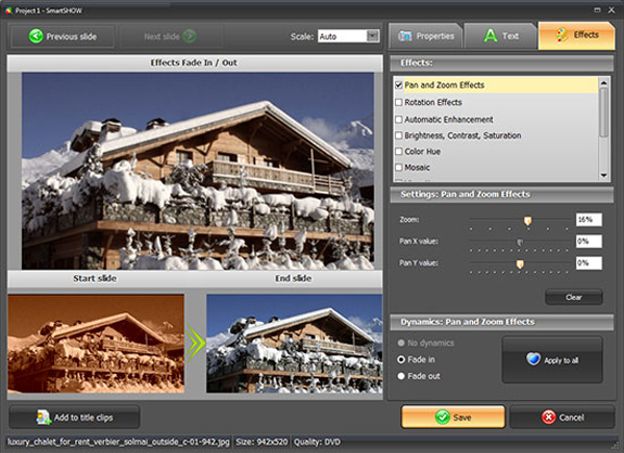 SmartSHOW, Slideshow Software Screenshot