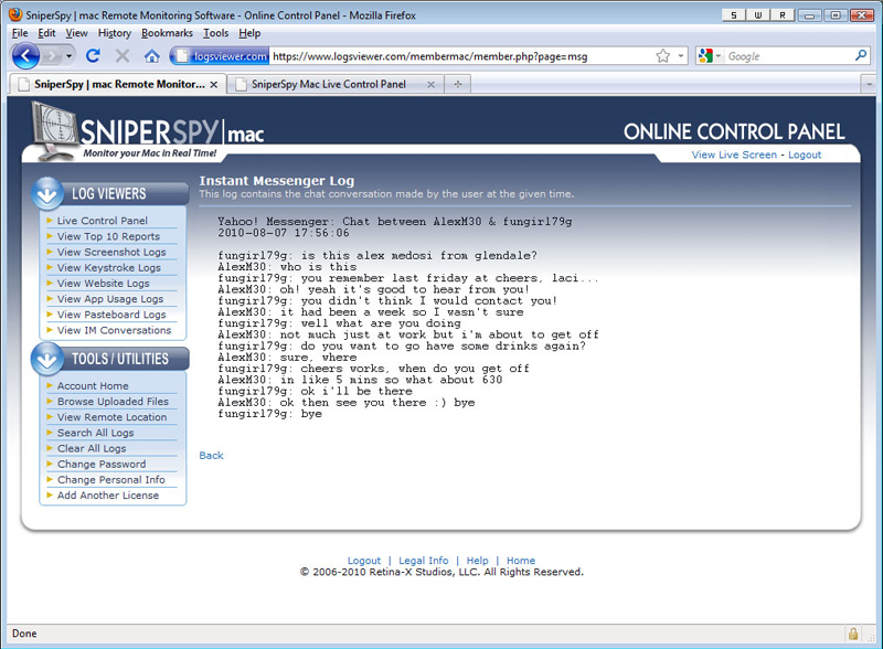 Access Restriction Software, SniperSpy Screenshot