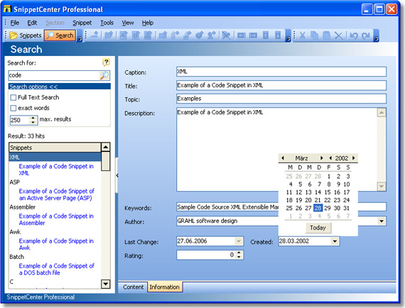 SnippetCenter Professional, Productivity Software Screenshot