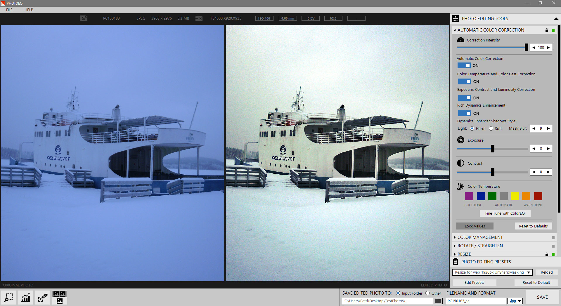 Photo Editing Software, SoftColor PhotoEQ Screenshot