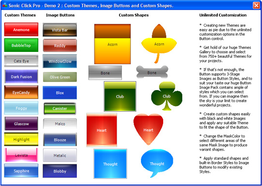 Sonic Click Pro Button ActiveX Control, Development Tools Software Screenshot